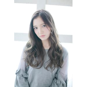 大人ゆるふわミックス巻き/グレージュ/センターパート