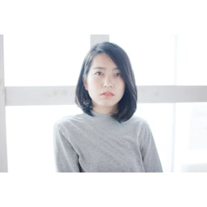 斜めバング/内巻きワンカール/大人ボブ/黒髪