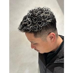 極道パーマ＋メンズハイライト