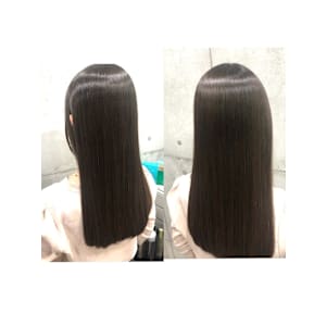 ワンレングスロングカット/アッシュブラック