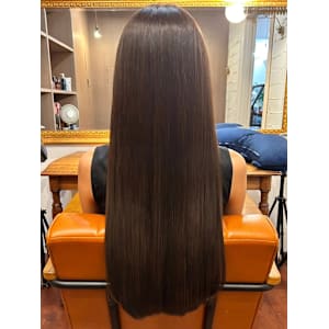 髪質改善トリートメント　グレージュ　艶髪ロング　縮毛矯正