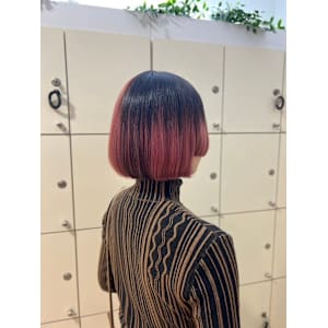 アシンメトリーボブ×デザインカラー PINK