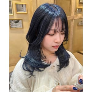 ブルーカラー_韓国風巻き_ブルージュ