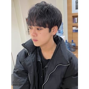 パープルグレー　アッシュカラー　ダブルカラー　ミニマッシュ