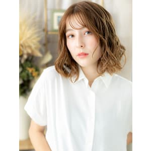 ゆるふわエアリーミディアム細めハイライト　マロンベージュ