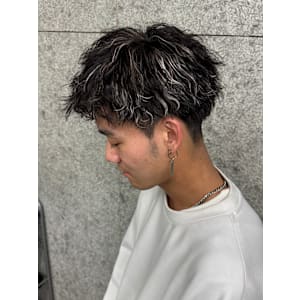 メンズ　ホワイトメッシュツイストスパイラルパーマ