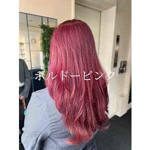 【W_SALON 河原町】ボルドーピンク/レイヤーカット