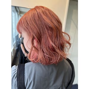 【W_SALON 河原町】ピンクオレンジ/ボブ