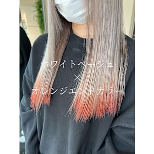 【W_SALON 河原町】ホワイトベージュ×エンドカラー/裾