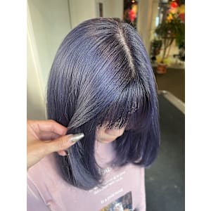 【W_SALON 河原町】ラベンダーブルー/ボブ