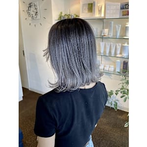 【W_SALON 河原町】ハイライト/ネイビージュ/ボブルフ