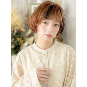 ダブルカラーハイライトフレンチカジュアルアプリコットオレンジ