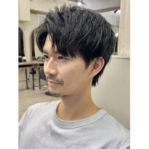 カットパーマ　カットカラー　メンズカラー　mens 白髪