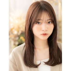 シースルーバングアースカラーエアストレート　マロンベージュ