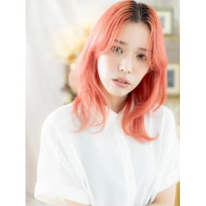 チェリーレッド個性的ロングウルフレイヤーアプリコットオレんジ