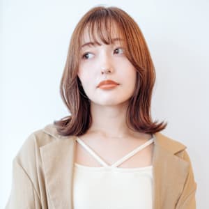 外ハネくびれボブ/切りっぱなしボブ/透明感ブラウン