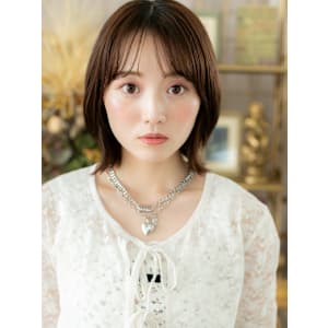 透けバングツヤ髪アースカラーくびレイヤー　マロンベージュ