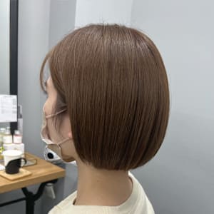 髪質改善/縮毛矯正/酸性ストレート/丸みショート/ベージュ