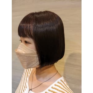 髪質改善/縮毛矯正/酸性ストレート/丸みボブ/ダークブラウン