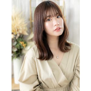 透明感ピンクブラウン外ハネロブくびれカール　韓国風巻き