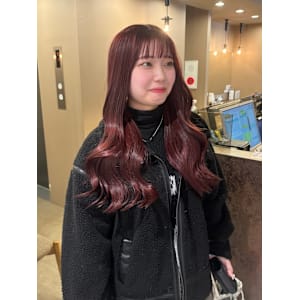 ワインレッドカラー/暖色カラー/ブリーチなしダブルカラー