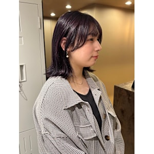 ダークラベンダーカラー/暖色カラー/ボブ/外はねボブ/横浜