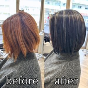 コントラストハイライトで華やか上品な髪色に