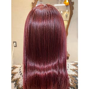 ブリーチ無しのピンク系カラー