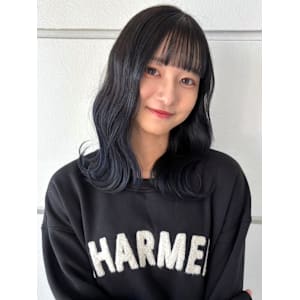 髪質改善カラー ブルーブラック デザインカラー 韓国ヘア