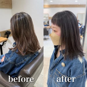 白髪ぼかしハイライトカラー30代40代50代ブルーグレージュ