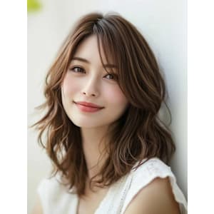 オリーブベージュ　ウルフカット　小顔カット　顔周りカット