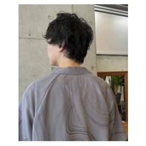 メンズウルフ　パーマウルフ　ミディアム　マッシュウルフ　渋谷