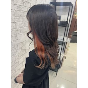 インナーカラーケアブリーチ使用オレンジカラー池袋