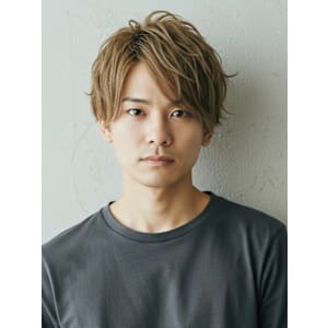 フェザーパーマグレーブルーカラー刈り上げショートパンク