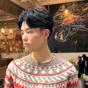 センターパートパーマ