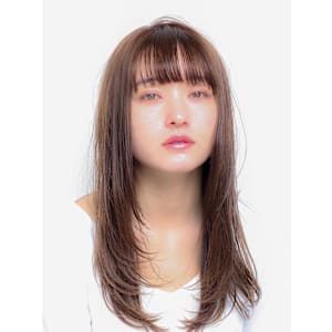 ぱっつん前髪レイヤーカット/ウルフ＆フェイスレイヤー