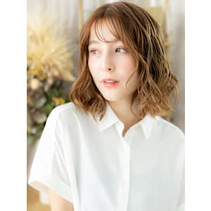 ゆるふわエアリーミディアム細めハイライト　くすみベージュ