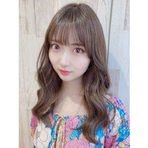 山村/グレージュゆふるわロングヘア/巻き髪風パーマ銀座