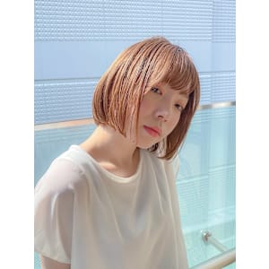 ハイ透明感ベージュ/ミニボブ/小顔ヘア/簡単スタイリング