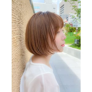 ハイ透明感ベージュ/ミニボブ/小顔ヘア/簡単スタイリング