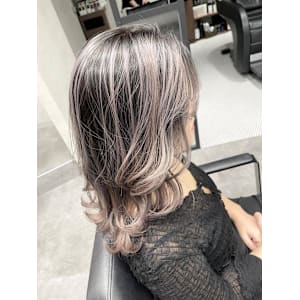 コントラストバレイヤージュ/シルバー/ベージュ