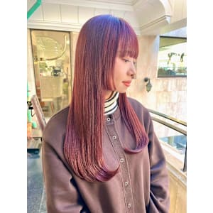 美髪艶髪ピンクブラウンエアリーロング丸型卵型四角ベース逆三角