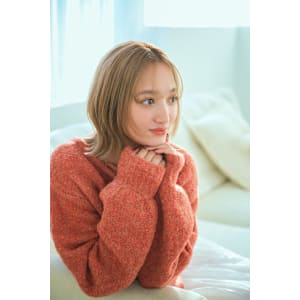 顔周りカットくびれボブ×ミルクティーベージュ