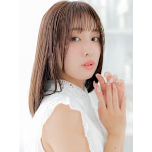 シースルーバング小顔艶感ストレートレイヤー　マロンベージュ