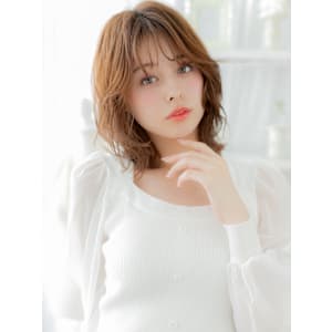 韓国風ニュアンスパーマフェザーミディアム　韓国風巻き