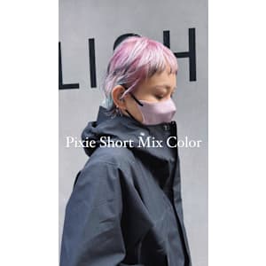 外国人風ピクシーショート/ミックスカラー