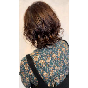 ボブ×コテ巻き風パーマ