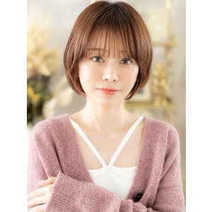 耳かけミルクティーピンク小顔ボブショート　くすみベージュ