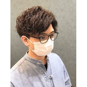 ラフな七三×スパイラルパーマ