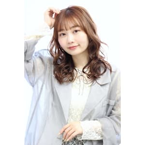 20代30代40代ウェーブミディアム艶カラーマロンベージュ